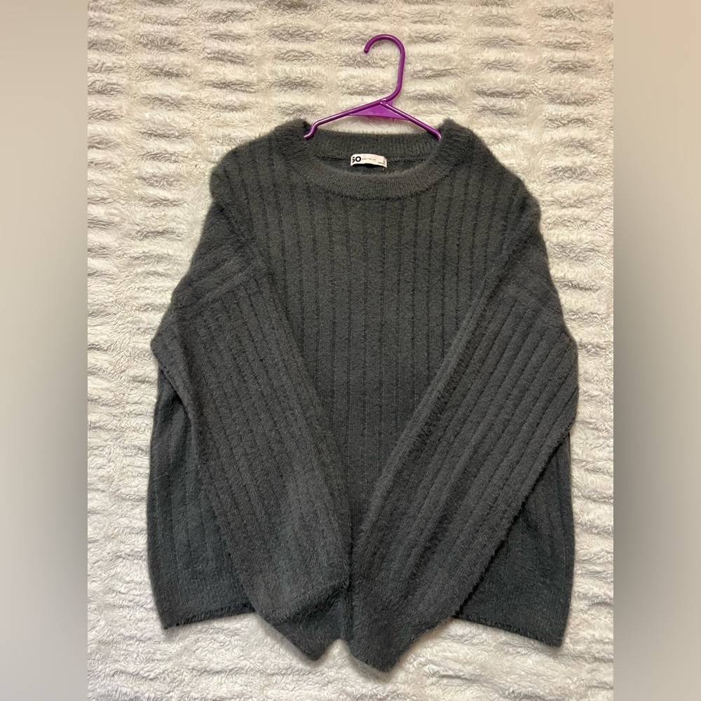 SO Cozy Gray Ribbed Sweater
